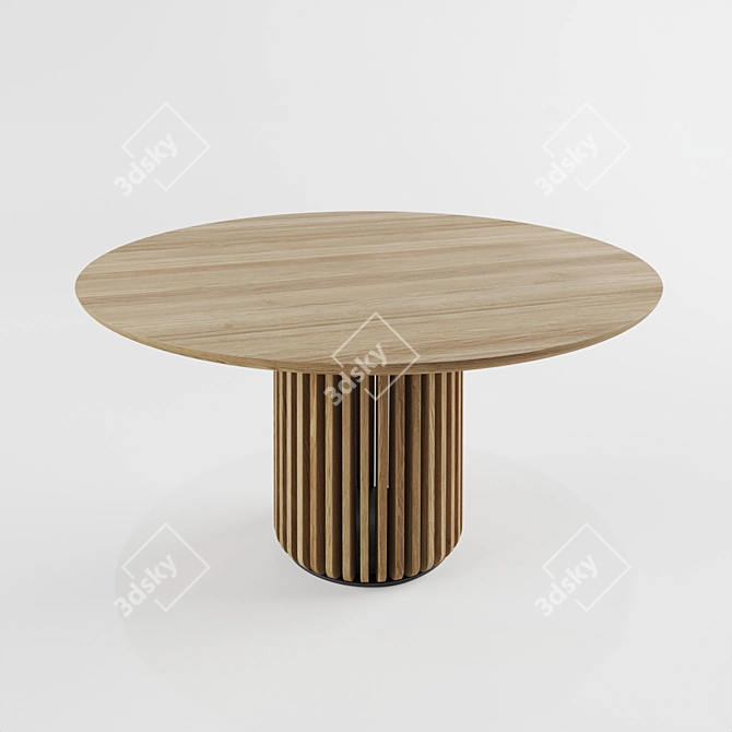 Handcrafted Oak Maru Dining Table 3D model image 5