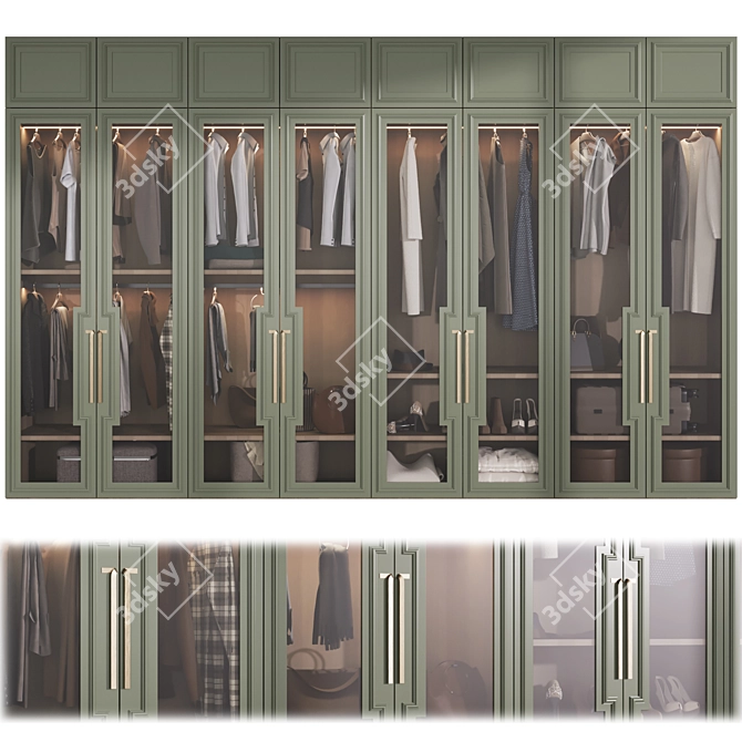 Modern Modular Wardrobe with Decor 3D model image 1