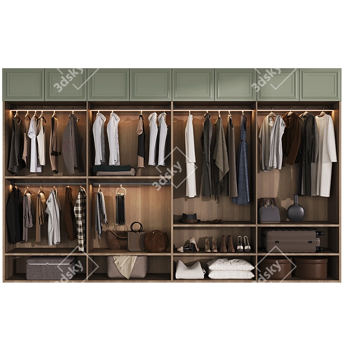 Modern Modular Wardrobe with Decor 3D model image 2