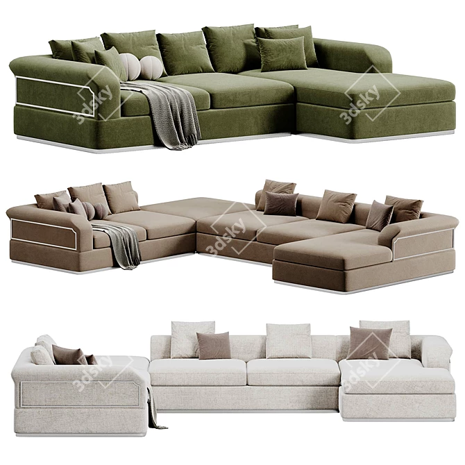 Italian Corner Sofa Dandy Sectional 3D model image 2