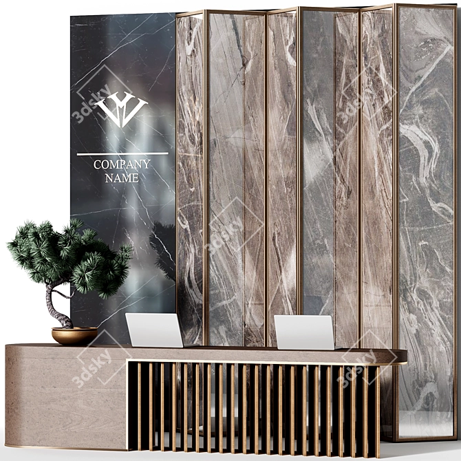 Marbled Reception Desk Stand 3D model image 6