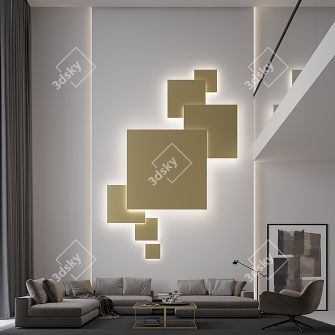 Contemporary LED Wall Light Composition 3D model image 4