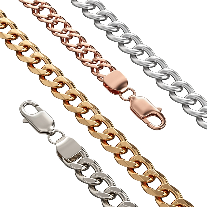 Luxury Metal Chain with Carabiner 3D model image 2