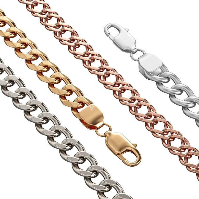 Luxury Metal Chain with Carabiner 3D model image 3