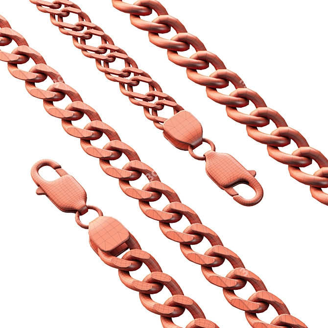 Luxury Metal Chain with Carabiner 3D model image 4