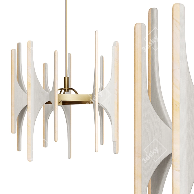 Walnut & Onyx Chandelier by Markus Haase 3D model image 1