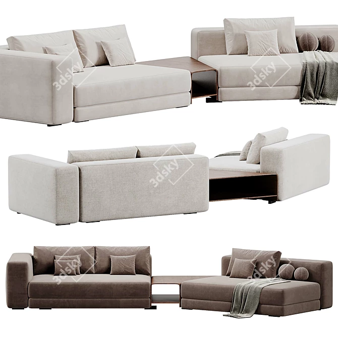 Epic Curved Fabric Sofa: Camerich 3D model image 3