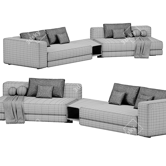 Epic Curved Fabric Sofa: Camerich 3D model image 4