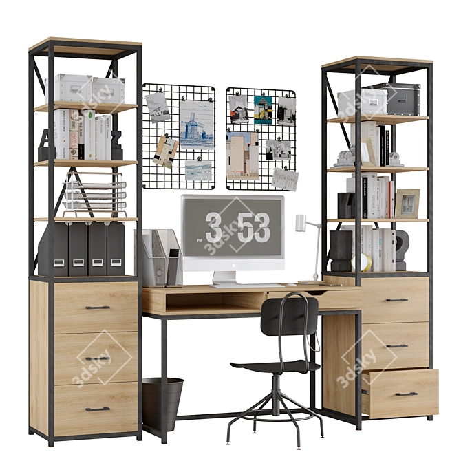 Modern Loft Office Set 3D model image 1