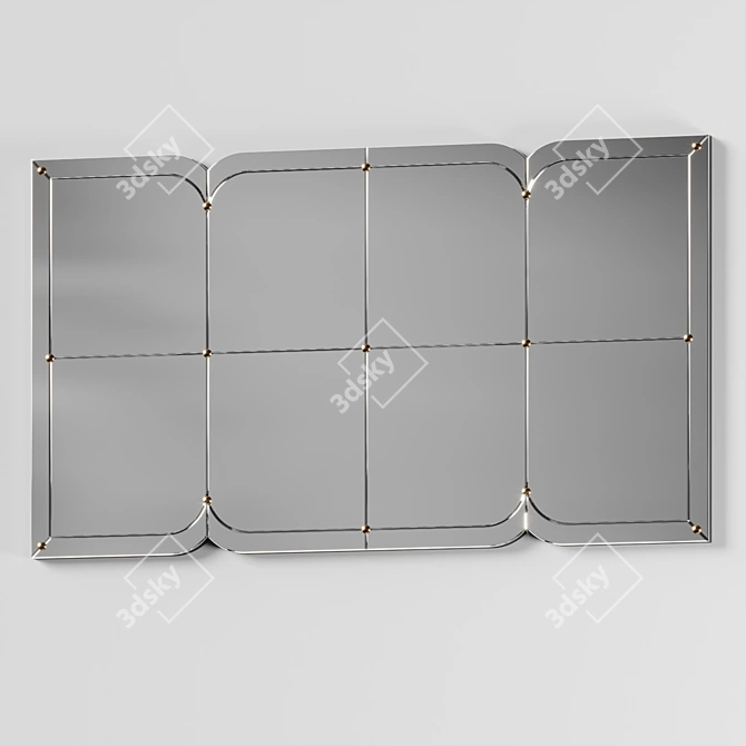 Elegant Gold Finish Wall Mirror 3D model image 2