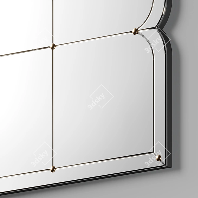 Elegant Gold Finish Wall Mirror 3D model image 3