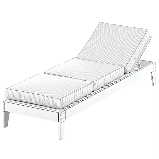 Outdoor Eucalyptus Chaise Lounge & Cushions 3D model image 6