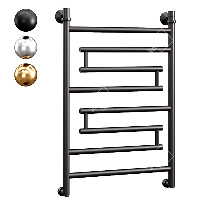 Elegant Black Heated Towel Rail 3D model image 1