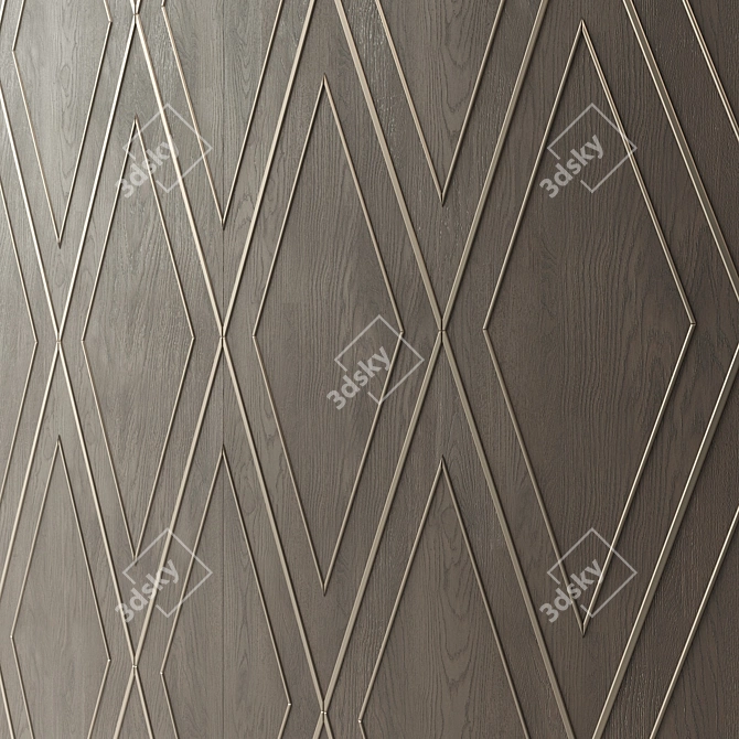 Handcrafted Oak Wall Panels 3D model image 4