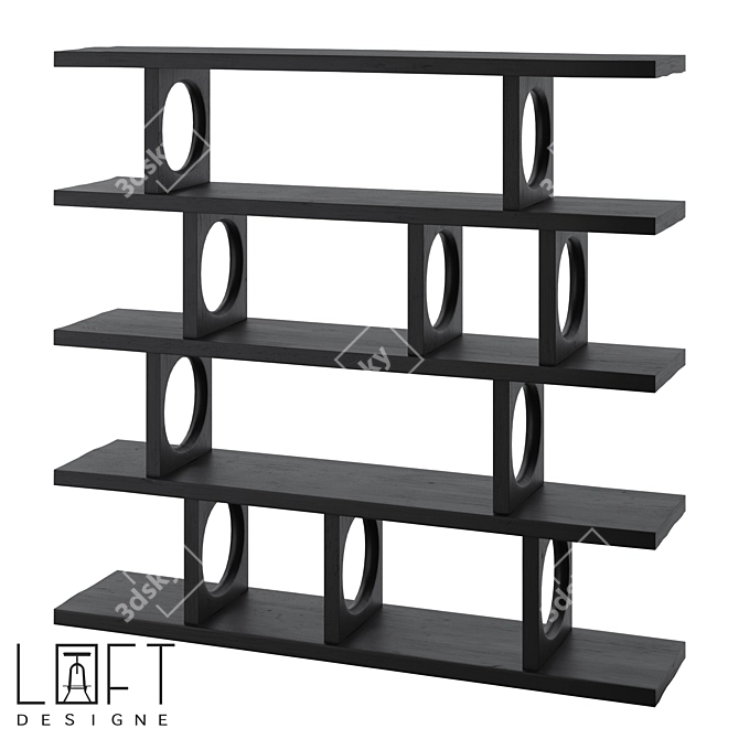  LoftDesigne 80605 Wooden Shelving 3D model image 1