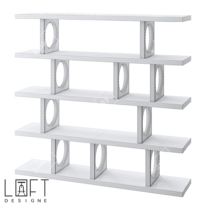  LoftDesigne 80605 Wooden Shelving 3D model image 2