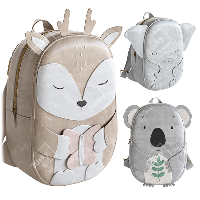 Children's Animal Backpack Set 3D model image 6