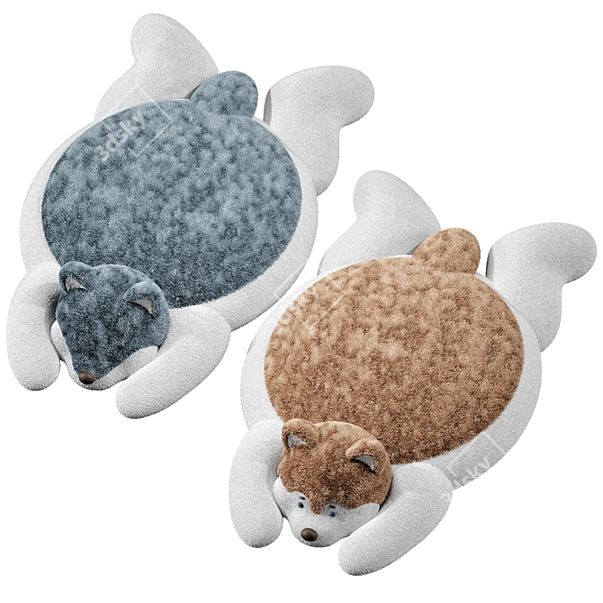 Plush Toy Rug Set 3D model image 2