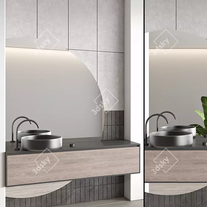 Modern Bathroom Furniture Set 121 3D model image 2