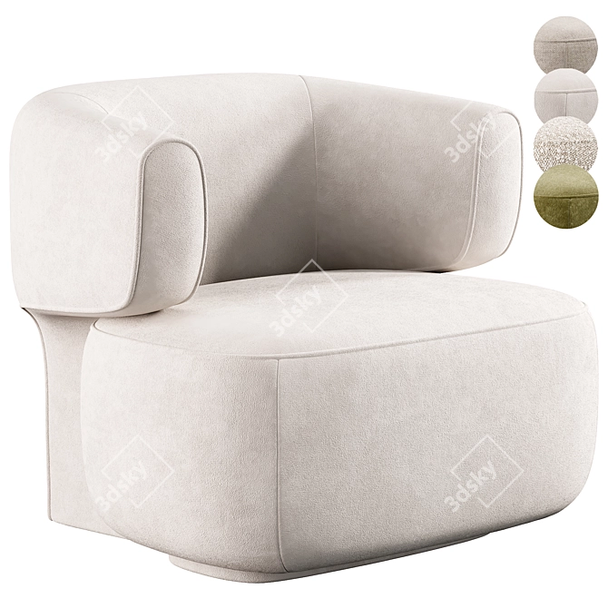 Contemporary Litho Armchair: Sleek & Stylish 3D model image 3