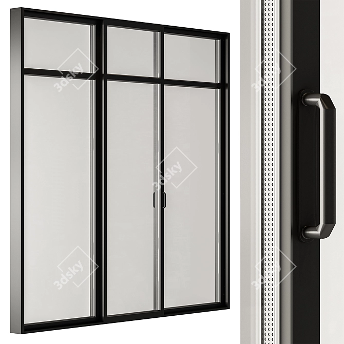 Premium Black Sliding Windows Set 3D model image 2