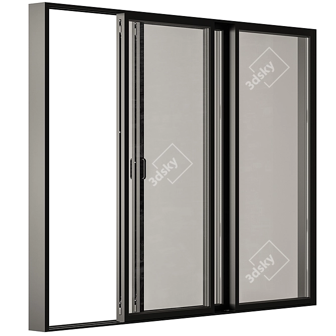 Premium Black Sliding Windows Set 3D model image 3