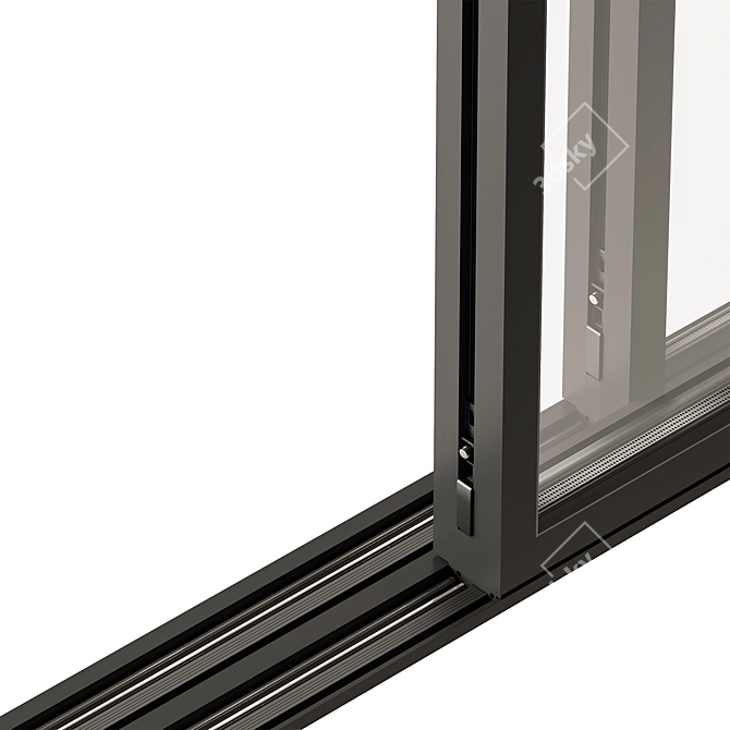 Premium Black Sliding Windows Set 3D model image 4