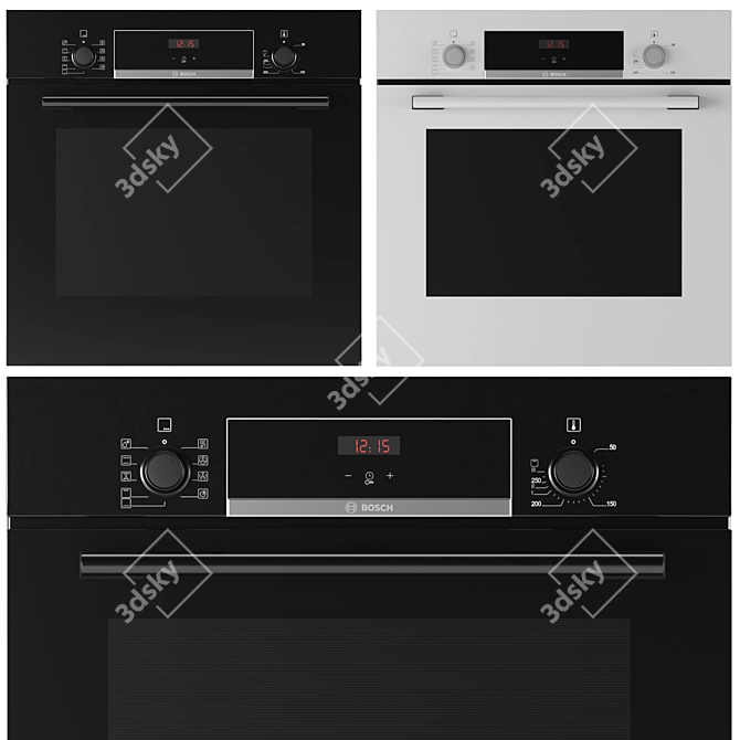 Bosch Electric Oven in Black & White 3D model image 1