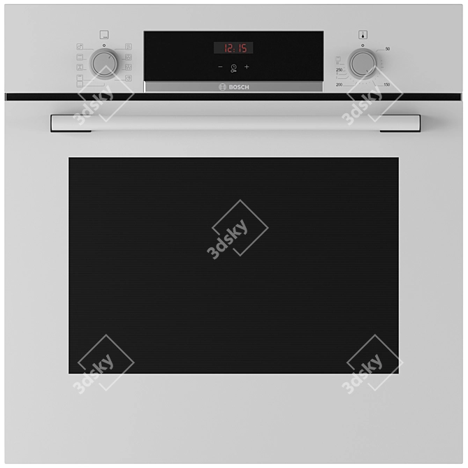 Bosch Electric Oven in Black & White 3D model image 3