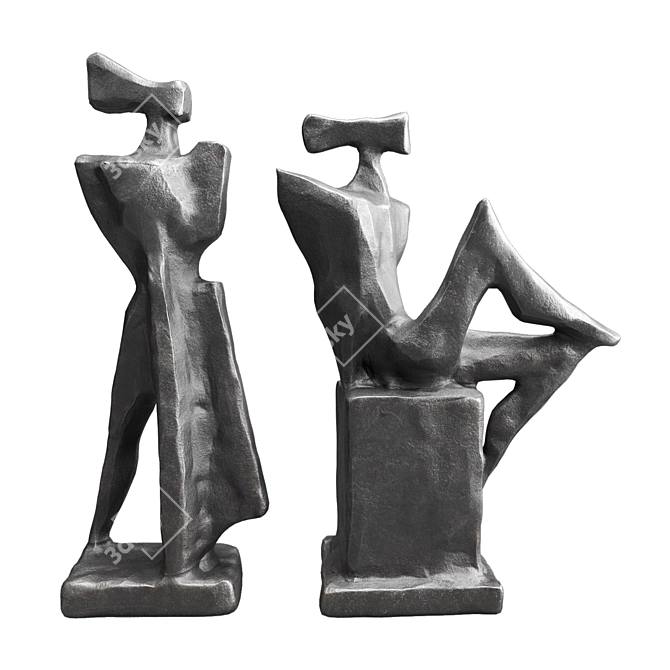 Abstract Cubist Figures Sculpture 3D model image 3