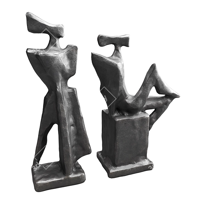 Abstract Cubist Figures Sculpture 3D model image 5