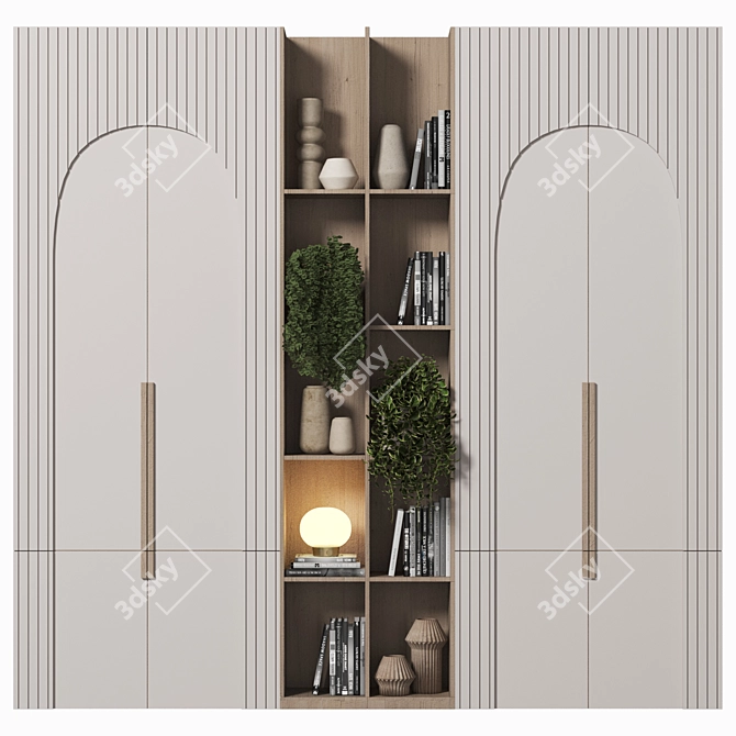 Premium Oak Wardrobe Set 3D model image 1