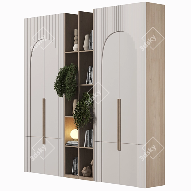 Premium Oak Wardrobe Set 3D model image 2