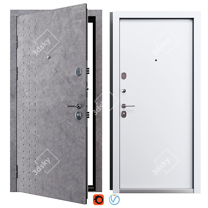 Berlin (Staller) Metal Entry Door 3D model image 1