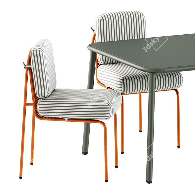 Elegant Riviera Chair & Yard Table Pair 3D model image 3