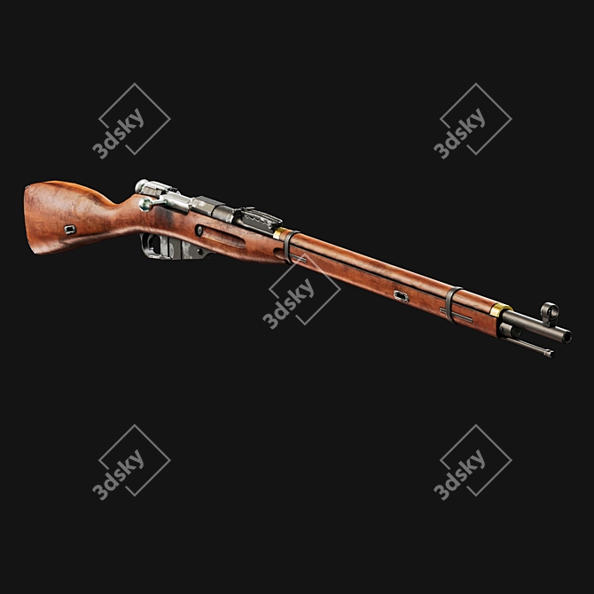 Historic Mosin Nagant Rifle 3D model image 1