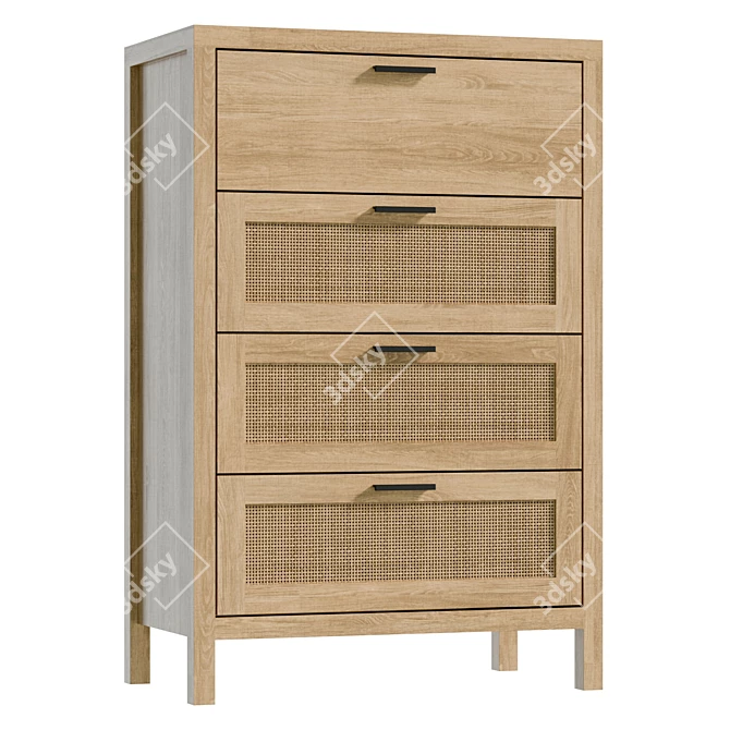 4-Drawer UV Unwrapped Dresser 3D model image 1