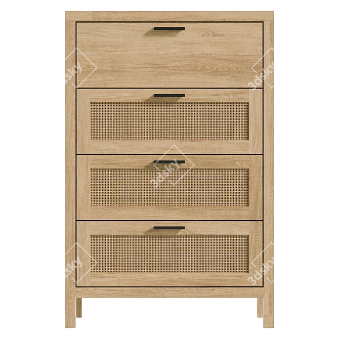 4-Drawer UV Unwrapped Dresser 3D model image 2