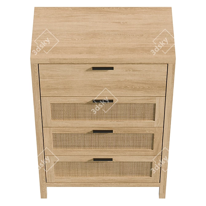 4-Drawer UV Unwrapped Dresser 3D model image 3