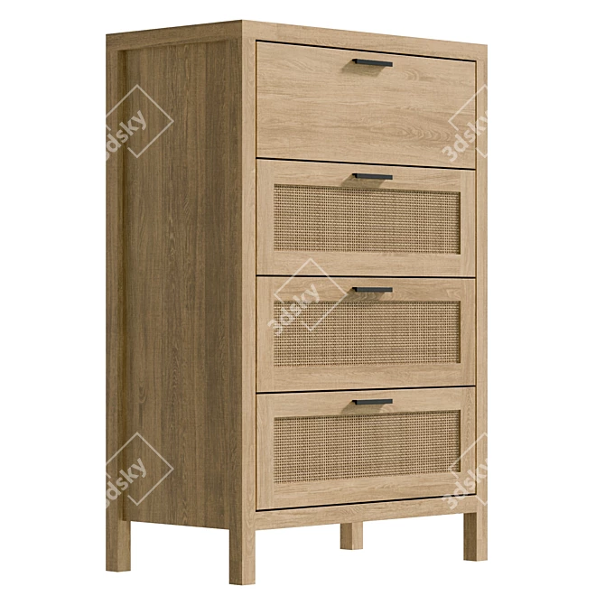 4-Drawer UV Unwrapped Dresser 3D model image 4