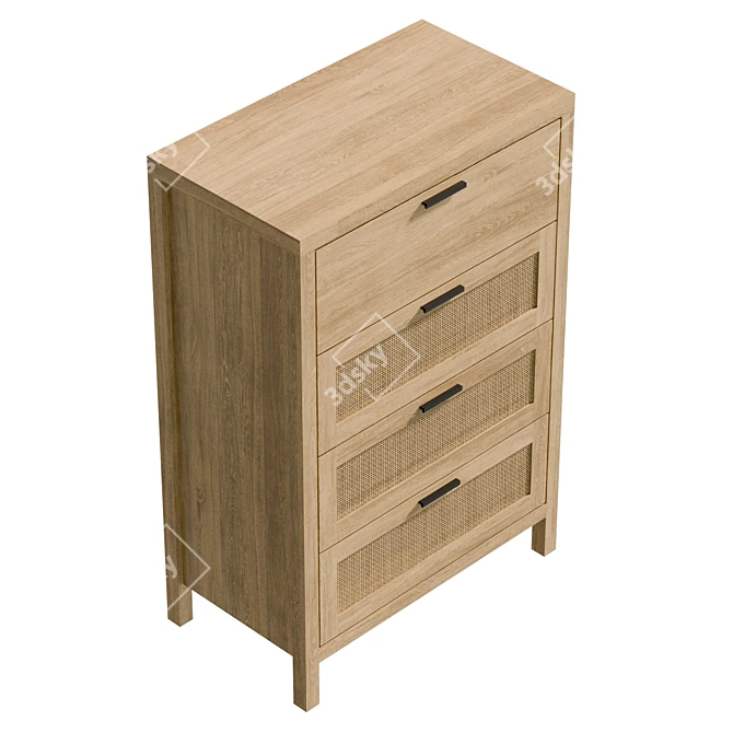 4-Drawer UV Unwrapped Dresser 3D model image 5