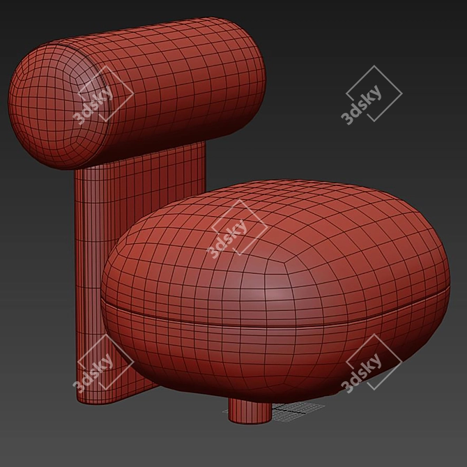 Cozy Bouclé Hippo Lounge Chair 3D model image 5