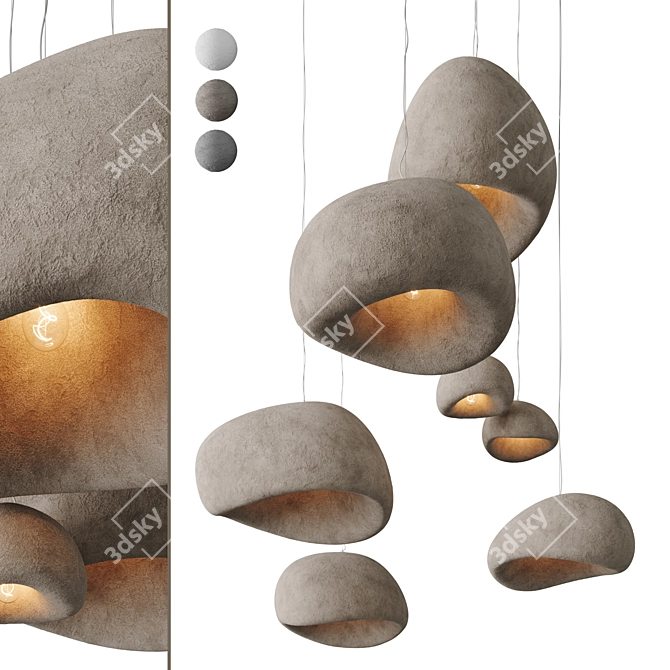 Handcrafted Khmara Pendant Lamps Set 3D model image 2