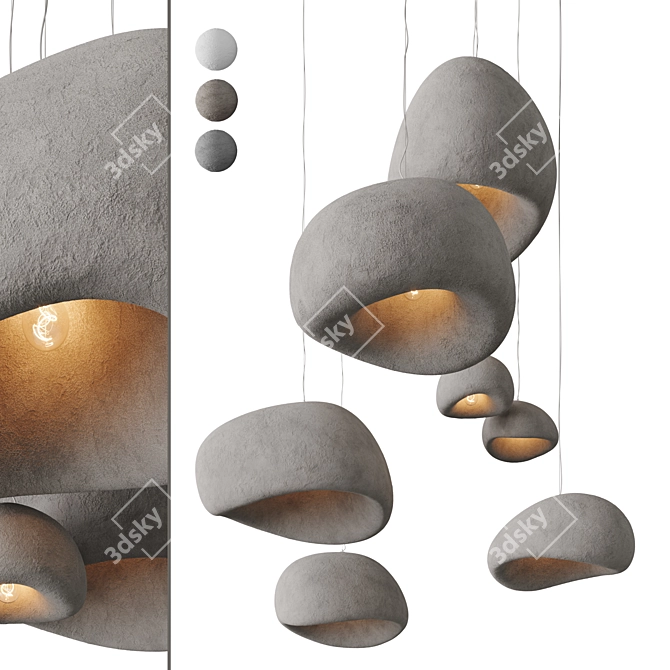 Handcrafted Khmara Pendant Lamps Set 3D model image 3