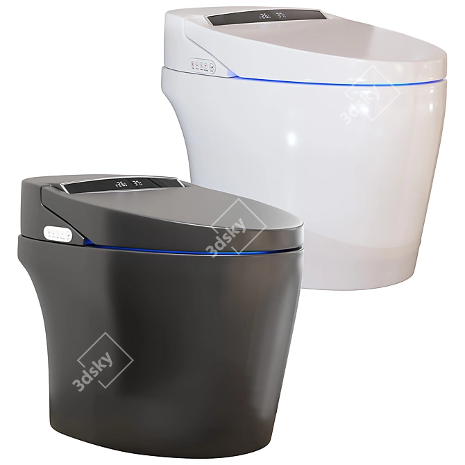 Sleek Black Smart Bidet Toilet 3D model image 1