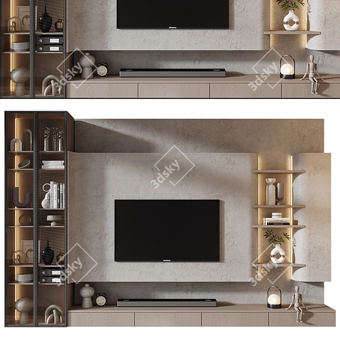 Modern TV Wall Shelf Design 3D model image 1