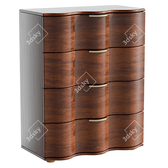 Modern 4-Drawer Dresser, Real Size 3D model image 1