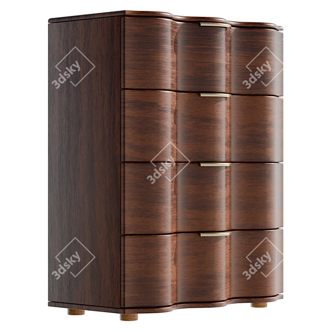 Modern 4-Drawer Dresser, Real Size 3D model image 4