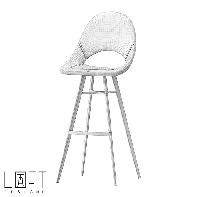 Industrial Bar Stool Fabric Metal 3D model image 2