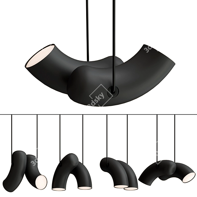 Sleek Hyphen Pendant Lighting 3D model image 1